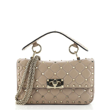 Valentino Rockstud Spike Flap Bag Quilted Leather Small
