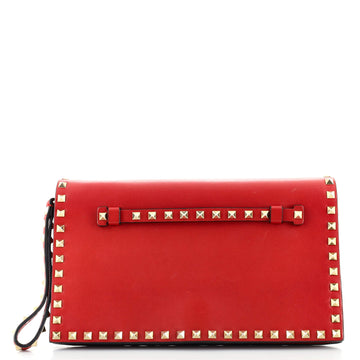 Valentino Rockstud Flap Clutch Leather