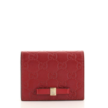 Gucci Bow Flap Card Case Guccissima Leather