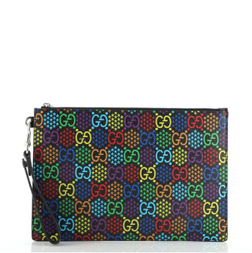 Gucci Wristlet Zip Pouch Psychedelic Print GG Coated Canvas Medium