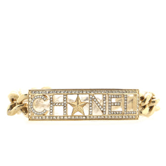 Chanel Logo Chain Bracelet Metal with Crystals