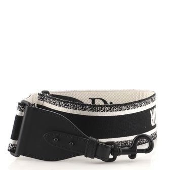 Christian Dior Logo Shoulder Strap Embroidered Canvas