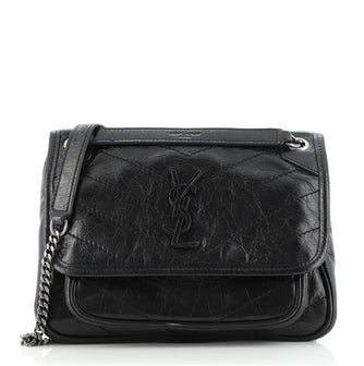 Saint Laurent Niki Chain Flap Bag Matelasse Chevron Leather Baby