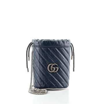 Gucci GG Marmont Bucket Bag Diagonal Quilted Leather Mini