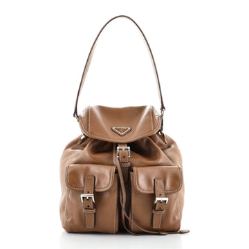Prada Double Pocket Shoulder Bag Soft Calf Small