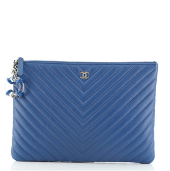 Chanel Charm O Case Pouch Chevron Lambskin Medium