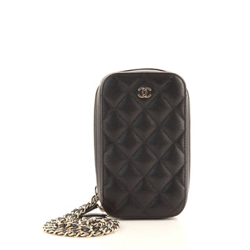 Chanel Zip Around Phone Case with Chain Quilted Caviar