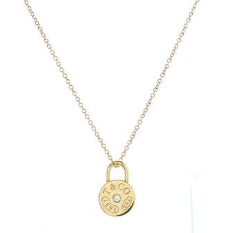 Tiffany & Co. 1837 Round Lock Pendant Necklace 18K Yellow Gold with Diamond