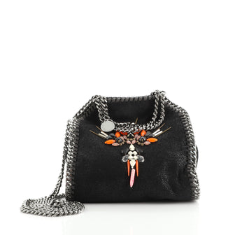 Stella McCartney Falabella Fold Over Crossbody Bag Embellished Shaggy Deer Tiny