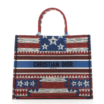 Christian Dior Book Tote Embroidered Canvas