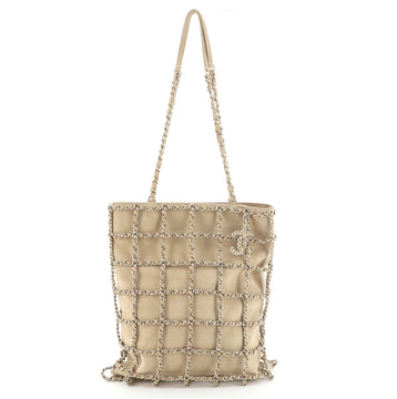 Chanel Chain Frame CC Charm Shopping Tote Suede