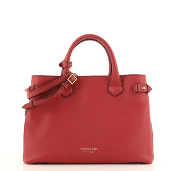 Burberry Banner Tote Leather and House Check Canvas Medium