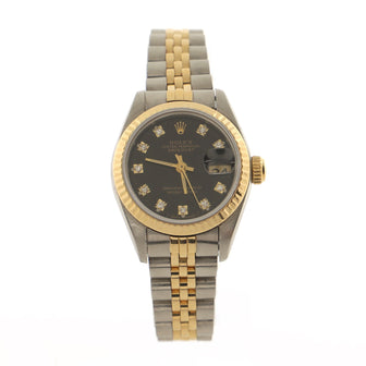 Rolex Oyster Perpetual Datejust Automatic Watch Stainless Steel and Yellow Gold with Diamond Markers 26