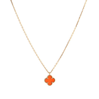 Van Cleef & Arpels Sweet Alhambra Pendant Necklace 18K Rose Gold and Carnelian