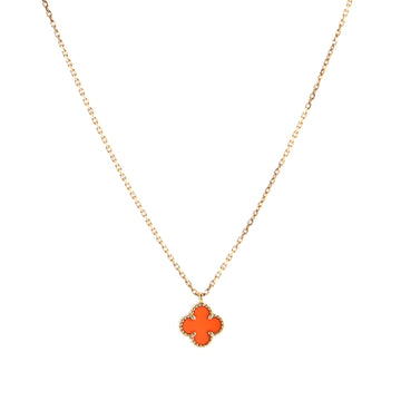 Van Cleef & Arpels Sweet Alhambra Pendant Necklace 18K Rose Gold and Carnelian