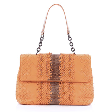 Bottega Veneta Olimpia Shoulder Bag Intrecciato Nappa and Snakeskin Medium