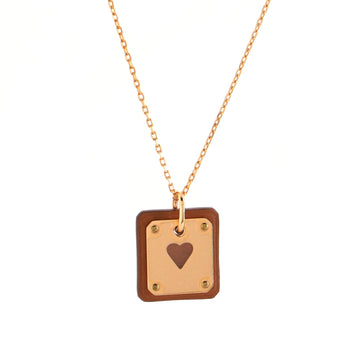 Hermes As de Coeur Pendant Necklace Metal and Leather Small