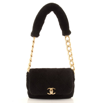 Chanel Chunky Chain CC Flap Bag Quilted Shearling Small