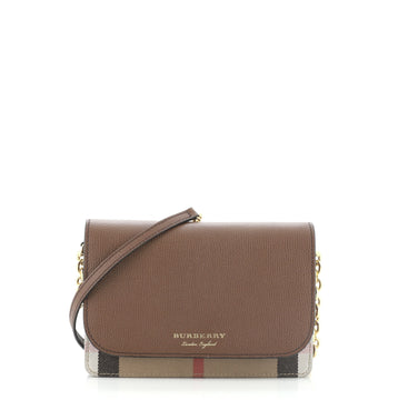 Burberry Hampshire Wallet on Chain Leather and House Check Canvas