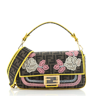 Fendi Baguette NM Bag Embroidered Zucca Canvas Medium