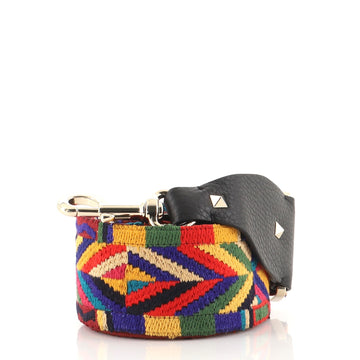 Valentino Rockstud Guitar Shoulder Strap Embroidered Canvas