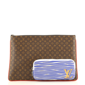 Louis Vuitton Pochette A4 Multipocket Pouch Monogram Canvas and Printed Leather