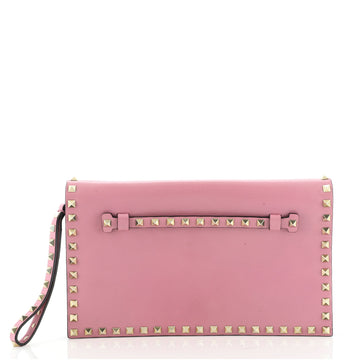 Valentino Rockstud Flap Clutch Leather