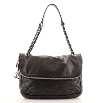 Chanel Expandable Ligne Timeless Flap Bag Quilted Lambskin Large