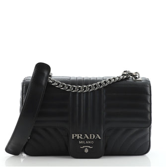 Prada Chain Flap Shoulder Bag Diagramme Quilted Leather Medium