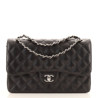 Chanel Classic Double Flap Bag Quilted Caviar Jumbo