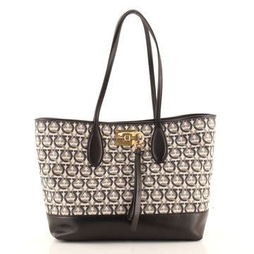 Salvatore Ferragamo Studio Tote Gancini Jacquard with Leather Medium