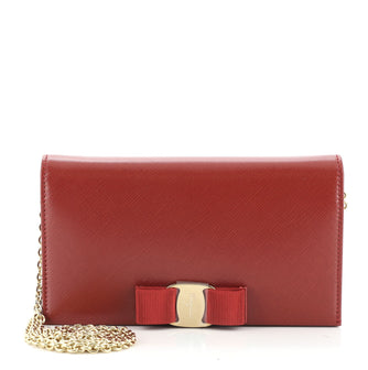Salvatore Ferragamo Miss Vara Chain Wallet Saffiano Leather