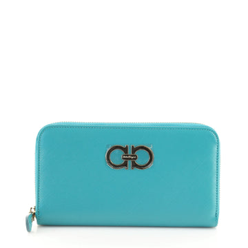 Salvatore Ferragamo Double Gancio Zip Around Wallet Leather