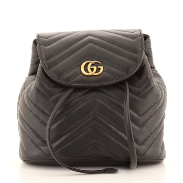 Gucci GG Marmont Drawstring Backpack Matelasse Leather Mini