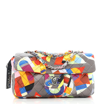 Chanel Coco Color Flap Bag Quilted Printed Nylon Medium