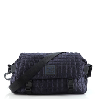 Chanel Sport Line Flap Messenger Bag Quilted Nylon Large