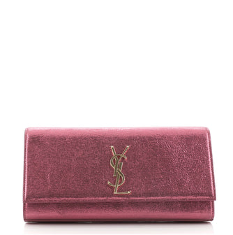 Saint Laurent Classic Monogram Clutch Metallic Calfskin Long