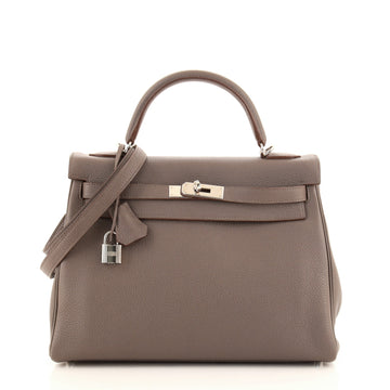 Hermes Kelly Handbag Grey Togo with Palladium Hardware 32
