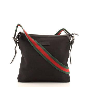 Gucci Web Strap Flat Messenger Bag Techno Canvas Medium