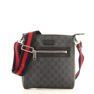 Gucci Web Strap Front Zip Messenger Bag GG Coated Canvas Small