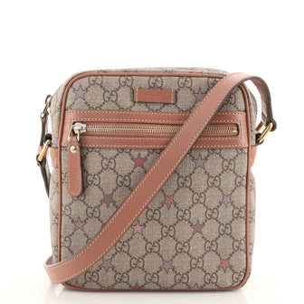 Gucci Front Zip Flat Messenger Bag Printed GG Coated Canvas Small