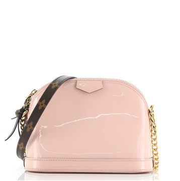 Louis Vuitton Alma Chain Handbag Vernis with Monogram Canvas Mini