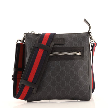 Gucci Web Strap Front Zip Messenger Bag GG Coated Canvas Small