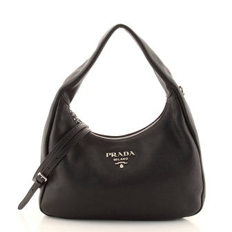 Prada Flat Zipped Convertible Hobo Vitello Phenix Medium