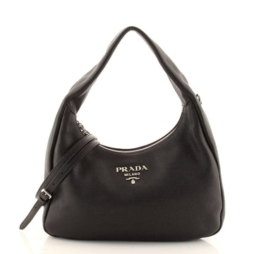 Prada Flat Zipped Convertible Hobo Vitello Phenix Medium
