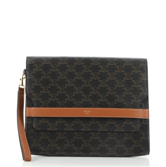 Celine Flap Wristlet Pouch Triomphe Coated Canvas