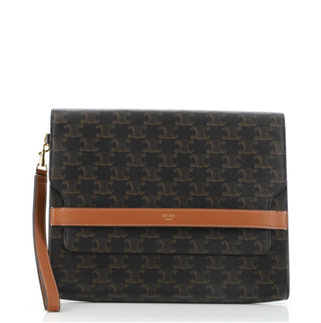 Celine Flap Wristlet Pouch Triomphe Coated Canvas