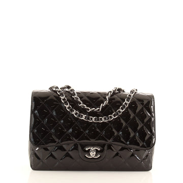 Chanel Classic Single Flap Bag Quilted Patent Jumbo
