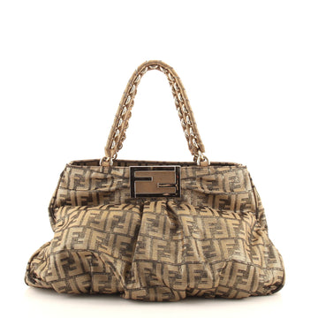 Fendi Mia Tote Metallic Zucca Canvas Large