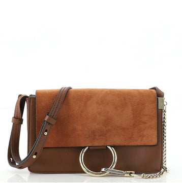 Chloe Faye Shoulder Bag Leather and Suede Small